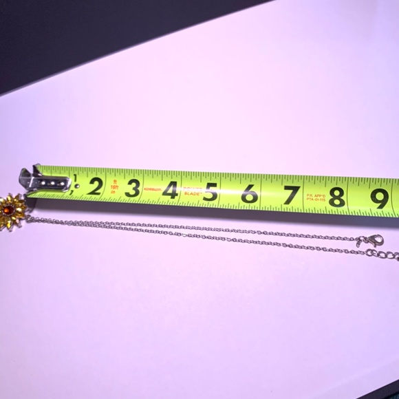 Women’s/Girls yellow marquis cut rhinestone floral pendant & chain boho western - Picture 4 of 6